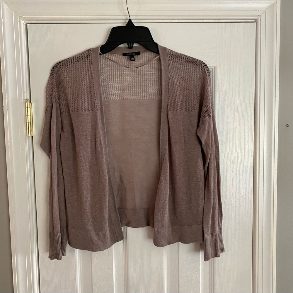 Apt 9 Lightweight Knit Drop Shoulder Sweater Cardigan Neutral Light Brown Small